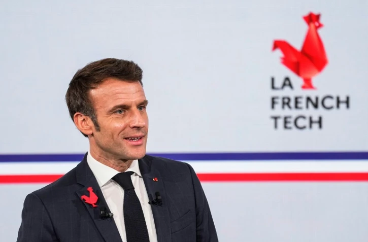 Le président français prononce un discours à l'Elysée à Paris le 20 février 2023