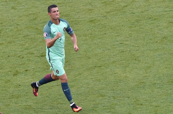 L'attaquant portugais Cristiano Ronaldo après avoir marqué contre la Hongrie, le 22 juin 2016 au Parc OL à Lyon