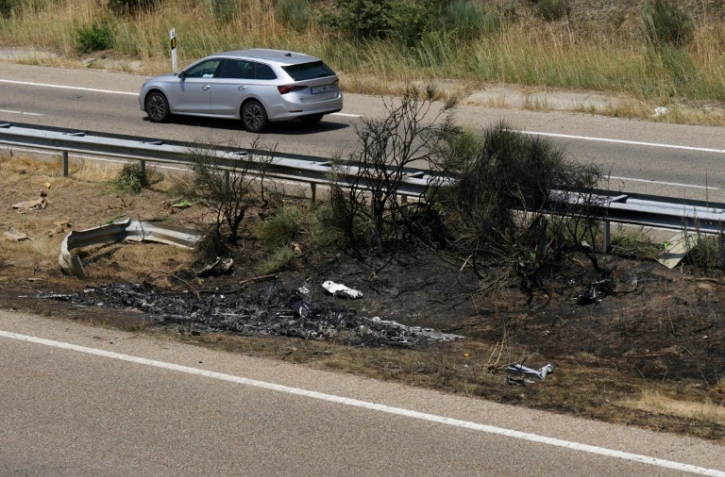 Photo de l'endroit de l'accident mortel de l'attaquant de Liverpool Diogo Jota et de son frère André, près de Cernadilla, dans le nord-ouest de l'Espagne, le 3 juillet 2025