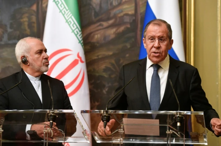 Les ministres des Affaires étrangères russe Sergueï Lavrov (droite) et iraien Mohammed Javad Zarif à Mosou le 8 mai 2019