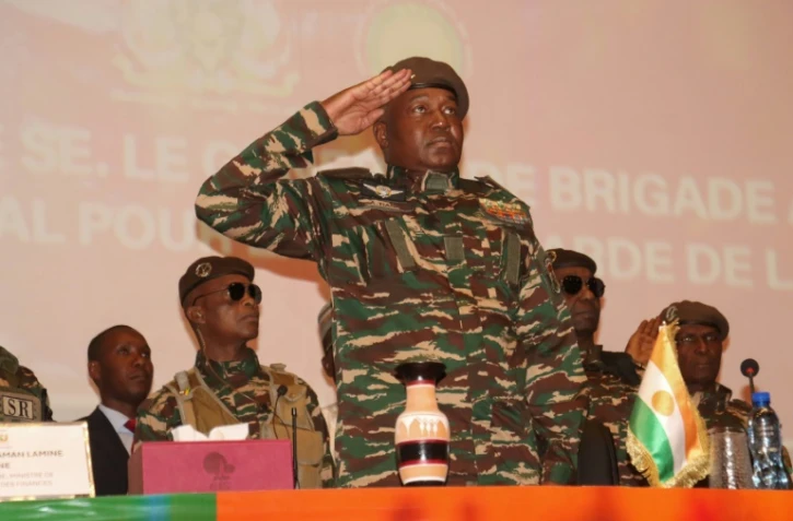 Le chef du régime militaire du Niger, le général Abdourahamane Tiani, lors de l'ouverture des "assises nationales" à Niamey le 15 février 2025