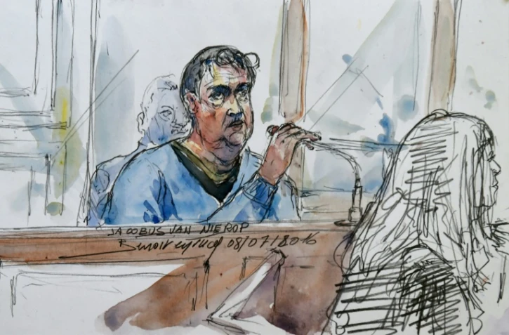 Croquis d'audience en date du 8 mars 2016 de Jacobus Marinus, lors de son procès à Nevers 