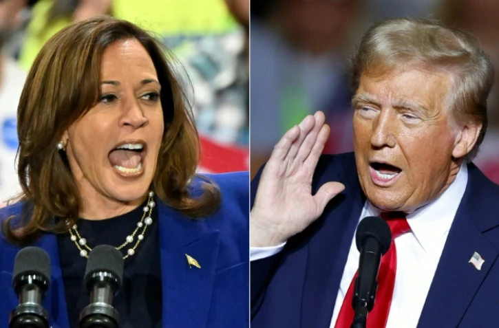 Montage photos du 2 novembre 2024 de la vice-présidente américaine et candidate démocrate à la présidentielle, Kamala Harris, et de l'ancien président américain et candidat républicain Donald Trump