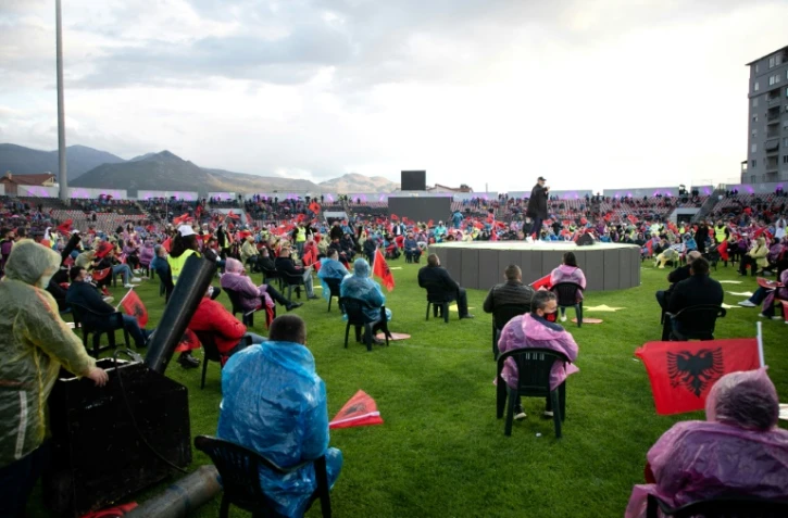 Meeting de campagne du Premier ministre albanais Edi Rama, le 20 avril 2021 à Tirana