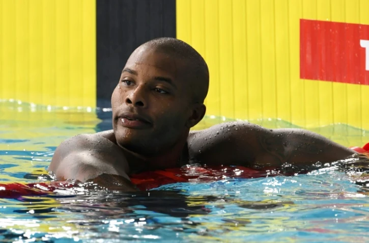 Le Français Mehdy Metella en demi-finales du 100 m libre aux Championnats d'Europe de natation, le 4 août 2018 à Glasgow