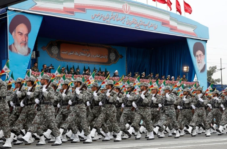 Photo d'une parade militaire annuelle, en présence du président iranien Hassan Rohani, le 18 avril 2019 à Téhéran