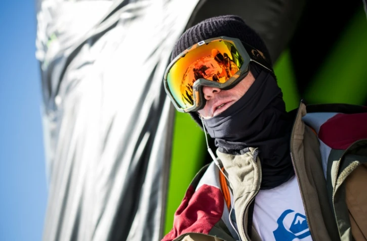 La légende du ski freestyle, le Français Candide Thovex, 33 ans, aux  Arcs près de Bourg-Saint-Maurice, le 11 mars 2016