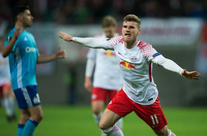 L'attaquant du RB Leipzig Timo Werner, auteur du but face à Marseille en Europa League, le 5 avril 2018 à Leipzig