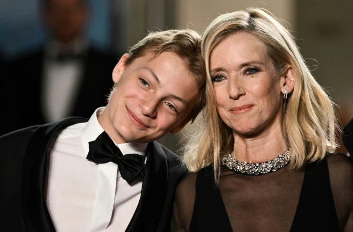 L'acteur belge Eden Dambrine et l'actrice française Lea Drucker, avant la projection du film "Close", au festival de Cannes le 26 mai 2022 