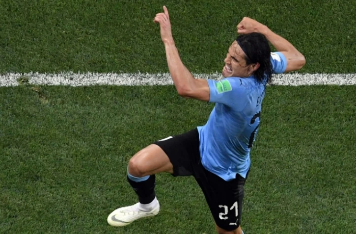 L'attaquant uruguayen Edinson Cavani buteur face au Portugal lors de la victoire en 8e de finale du Mondial à Sotchi le 30 juin 2018
