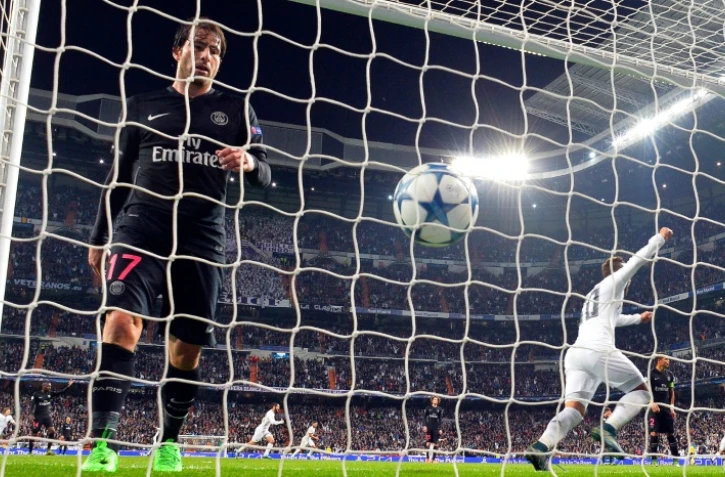 Le but de Nacho pour le Real Madrid contre le PSG, le 3 novembre 2015 Ă Bernabeu