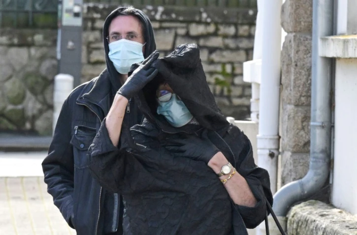 Marie-France le Scouarnec, ex-épouse de Joël le Scouarnec arrive pour le procès de son ex-mari à Vannes, Bretagne, le 24 février 2025