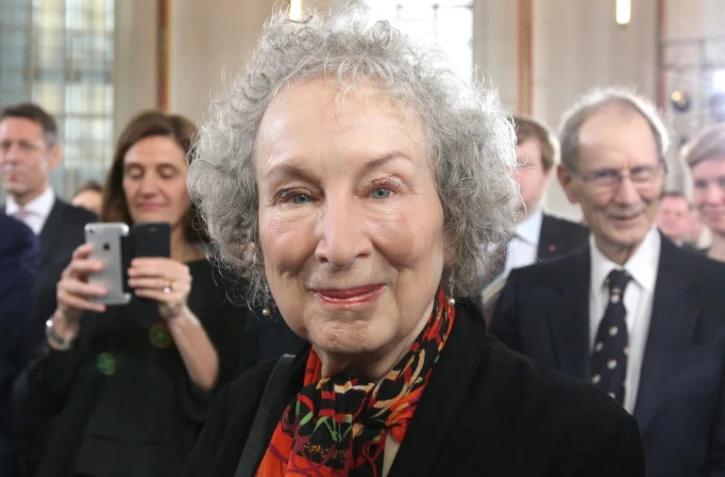 L'écrivain canadienne Margaret Atwood, en octobre 2017 à la Foire du Livre de Francfort