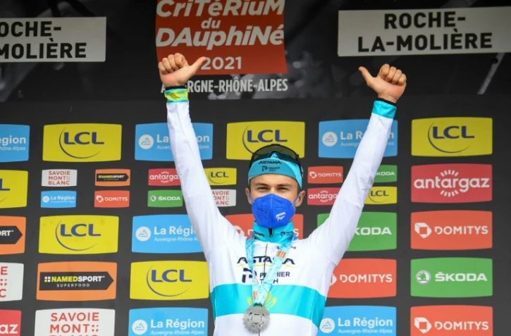 Le Kazakh Alexey Lutsenko vainqueur de la 4e étape du Critérium du Dauphiné, un contre-la-montre entre Firmigny et Roche-la-Molière, le 2 juin 2021 