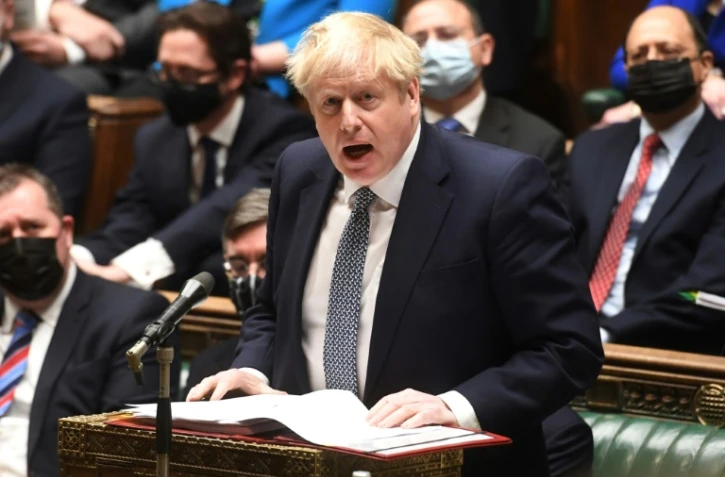 Le Premier ministre britannique Boris Johnson devant le Parlement Ă Londres, le 12 janvier 2022