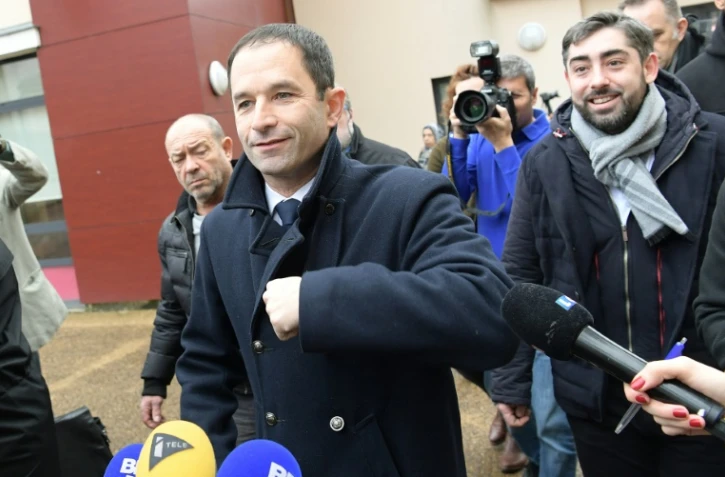 Benoît Hamon vote au second tour de la primaire du PS, le 29 janvier à Trappes 