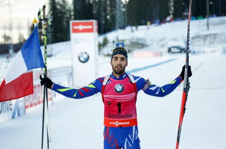 Le biathlète Martin Fourcade vainqueur de la poursuite d'Östersund (Suède), le 6 décembre 2015