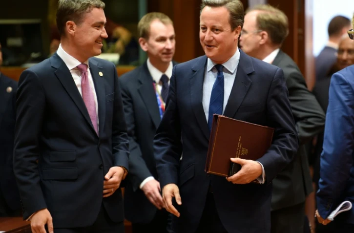 Le Premier ministre estonien Taavi Roivas et le Premier ministre britannique David Cameron le 28 juin 2016 à Bruxelles
