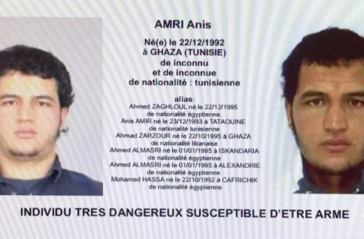 Avis de recherche visant Anis Amri, le suspect tunisien de l'attentat au camion-bélier à Berlin
