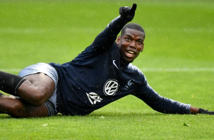 Le milieu des Bleus Paul Pogba à l'entraînement avec l'équipe de France, le 5 juin 2019 à Clairefontaine