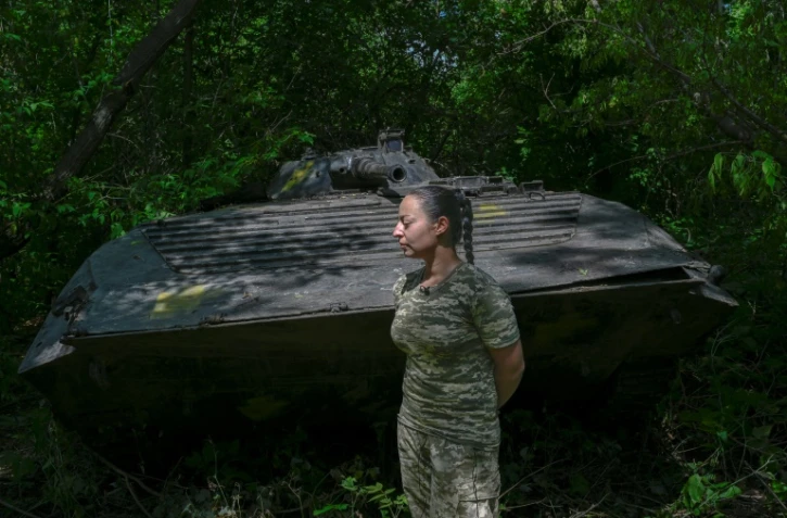 Karina, soldate dans le Donbass, dans l'est de l'Ukraine, le 26 juillet 2022