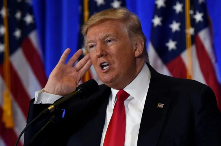 Le président américain élu Donald Trump lors d'une conférence de presse, le 11 janvier 2016 à New York