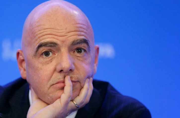 Le président de la Fifa Gianni Infantino en conférence de presse, le 15 mars 2019 à Miami Beach