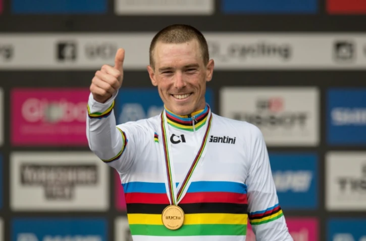 L'Australien Rohan Dennis, champion du monde du contre-la-montre, le 25 septembre 2019 Ă Harrogate (Angleterre)