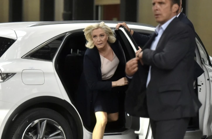 Marine Le Pen arrive au congrès du RN à Perpignan, le 4 juillet 2021