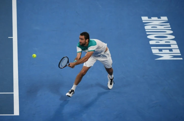 Le Croate Marin Cilic face au Britannique Kyle Edmund en demi-finales de l'Open d'Australie, à Melbourne, le 25 janvier 2018