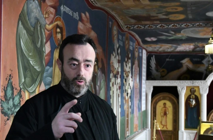 Le père Jovan Radovic au monastère d'Ostrog, dans le centre du Monténégro, le 12 février 2020