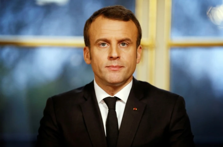 Le président Emmanuel Macron lors de ses voeux pour la nouvelle année 2018, le 31 décembre 2017 à Paris