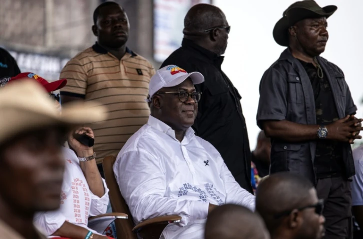 Le président de la République démocratique du Congo Félix Tshisekedi, le 18 décembre 2023 pendant un meeting électoral à Kinshasa