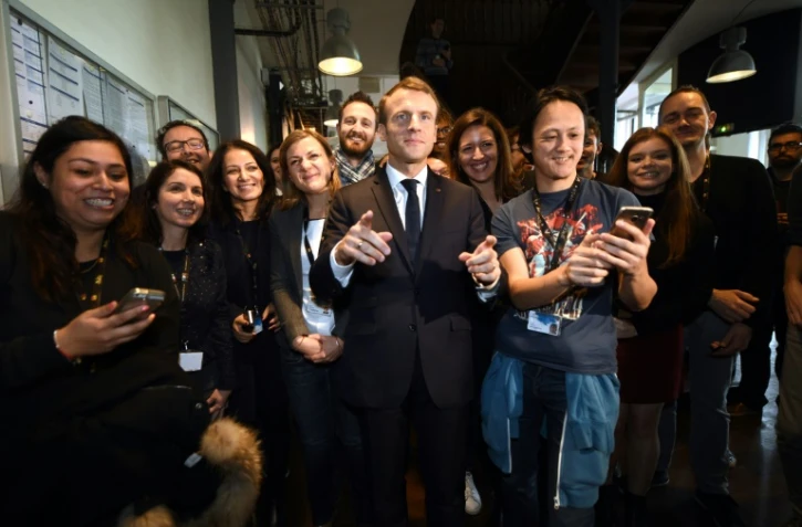 Le président français Emmanuel Macron en visite à Tourcoing le 14 novembre 2017