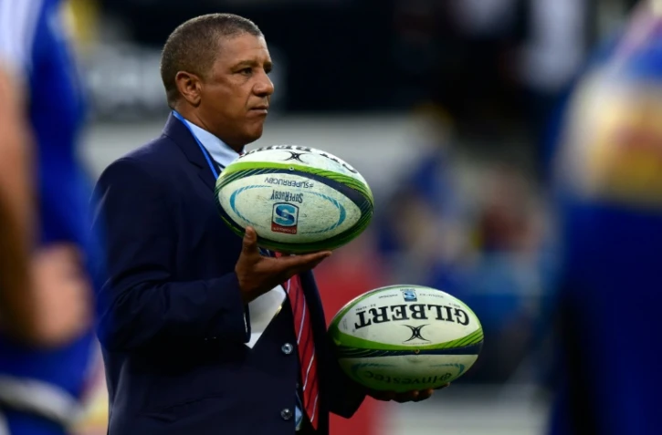 Le Sud-Africain Allister Coetzee, alors entraîneur des Western Stormers, lors de l'échauffement face aux Otago Highlanders, en Super 15, le 28 mars 2015 à Dunedin