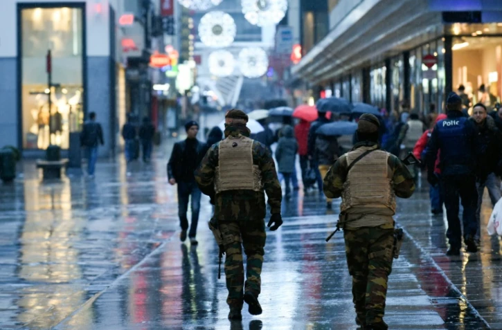 Des soldats belges en patrouille le 21 novembre 2015 à Bruxelles