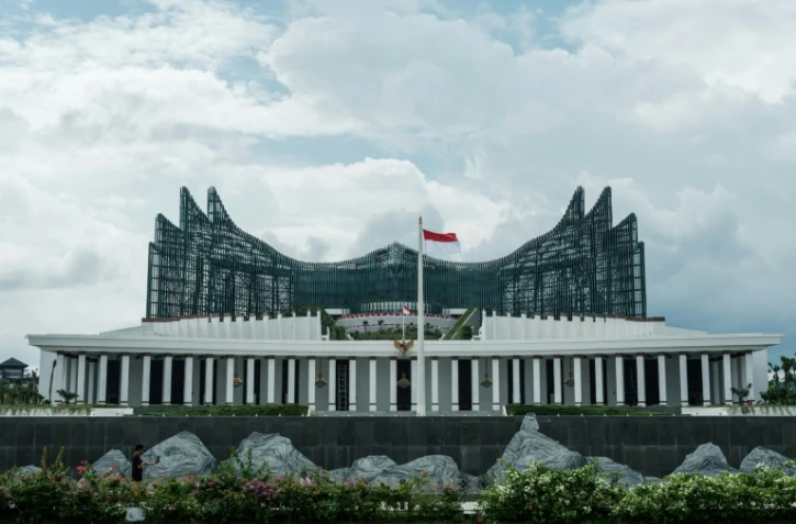 Le palais présidentiel à Ibu Kota Nusantara (IKN), la nouvelle capitale prévue de l'Indonésie, le 14 août 2025