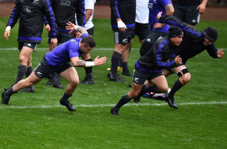 Les Néo-Zélandais à l'entraînement, le 7 octobre 2015 à Darlington