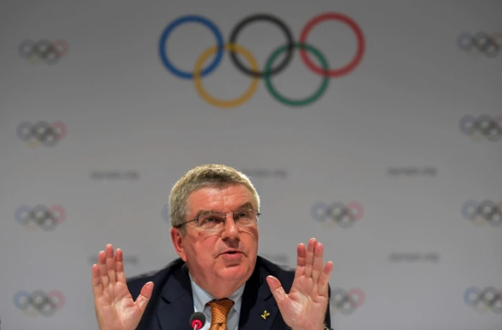 Le président du CIO Thomas Bach lors d'une conférence de presse le 15 septembre 2017 à Lima