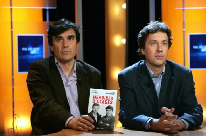 Les journalistes Georges Malbrunot et Christian Chesnot le 10 mai 2005 à Paris