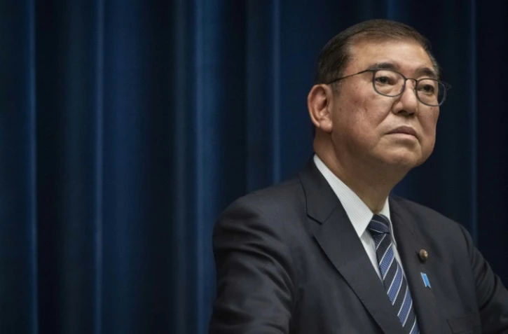 Le Premier ministre japonais Shigeru Ishiba lors d'une conférence de presse dans son bureau à Tokyo le 24 décembre 2024.