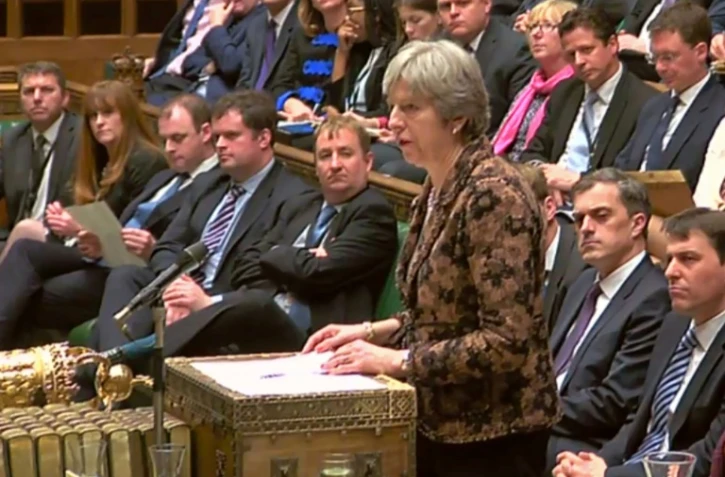 La Première ministre britannique Theresa May devant le parlement à Londres, le 12 mars 2018
