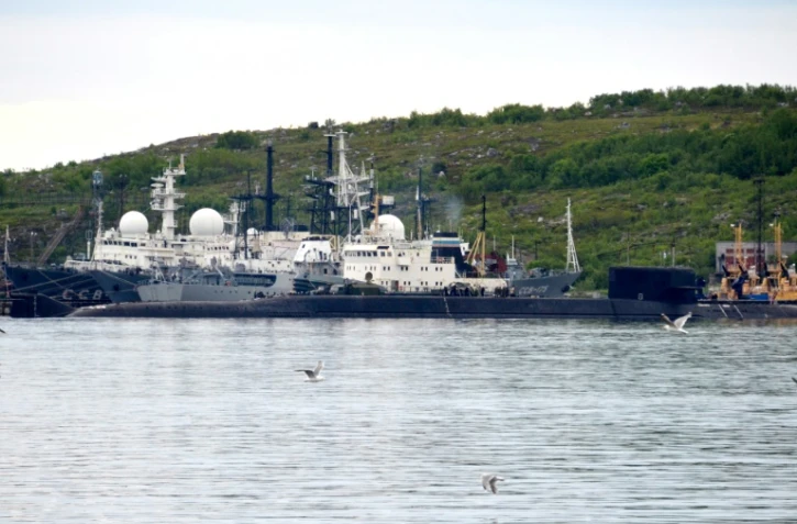 Photo d'un sous-marin non identifié à Severomorsk, port de l'Arctique russe, le 2 juillet 2019