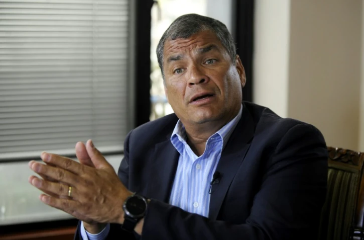 L'ex-président de l'Equateur Rafael Correa lors d'une interview avec l'AFP à Quito, le 19 janvier 2018