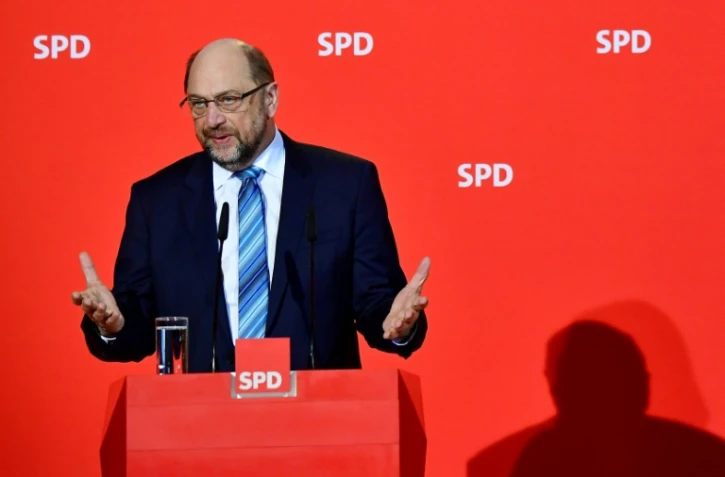 Le président du parti social-démocrate allemand Martin Schulz, lors d'un conférence de presse à Berlin, le 7 février 2018