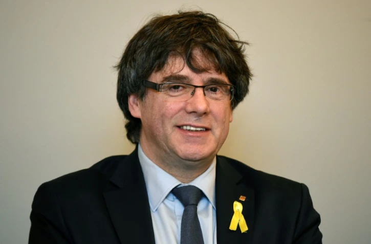 Carles Puigdemont, l'ex-leader catalan lors d'une réunion à Bruxelles le 14 mars 2018