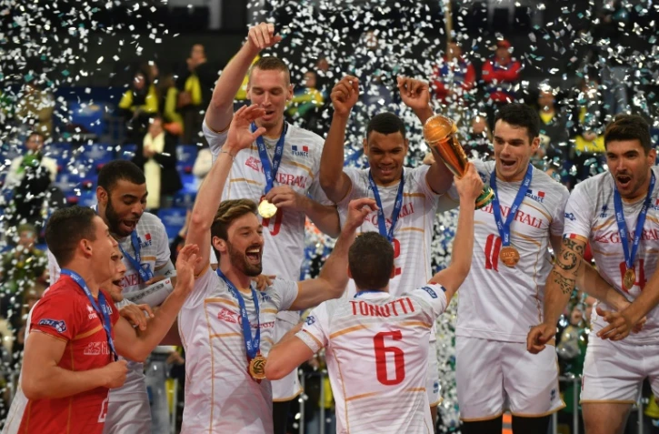 L'équipe de France de volley remporte sa deuxième Ligue mondiale face au Brésil, le 9 juillet 2017 à Curitiba, au Brésil