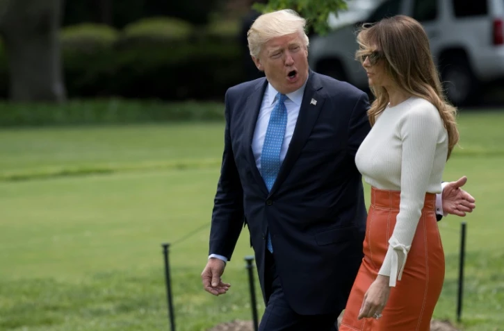 Donald Trump et son épouse Melania Trump quitte la Maison Blanche à Washington le 19 mai 2017