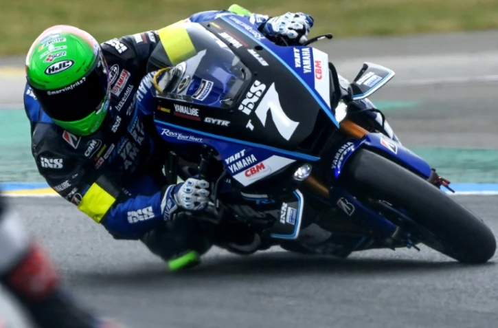 Le pilote allemand Marvin Fritz (Yart) sur sa Yamaha N.7 lors des qualifications des 24 Heures motos au Mans, le 18 avril 2025. 