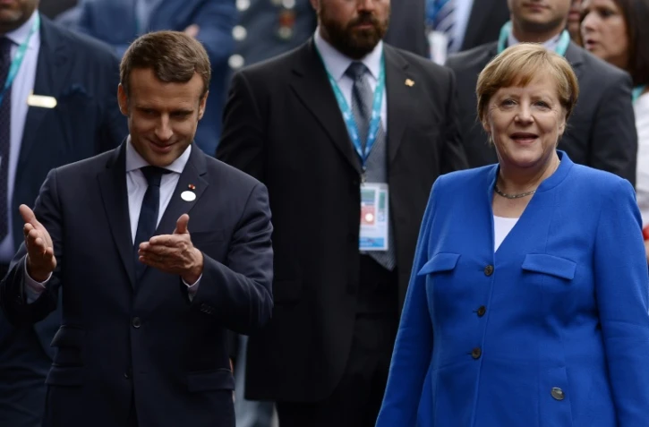 Le président Emmanuel Macron et la chancelière Angela Merkel lors du sommet G7 en Sicile, le 26 mai 2017 